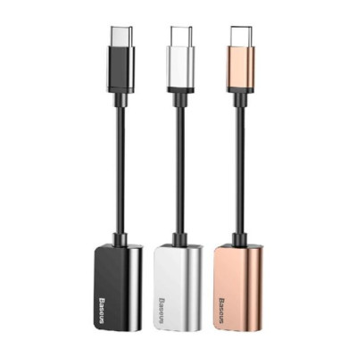 Đầu chuyển Type C sang Audio 3.5mm & Type C Baseus L40 (12cm Type C Male to Type C Female + 3.5mm Female Adapter) - hàng chính hãng