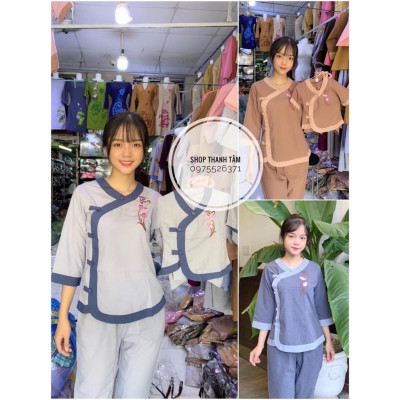 Đồ Lam Đi Chùa Pháp Phục Phật Giáo Mẹ Và Bé