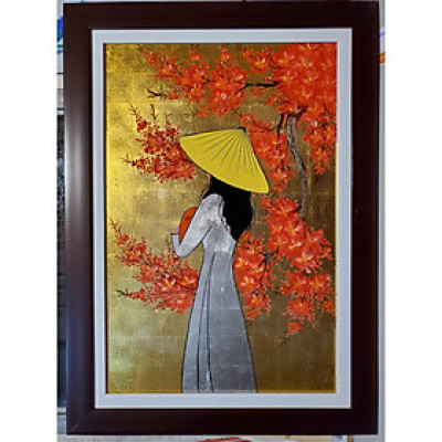 TRANH VẼ SƠN MÀI CAO CẤP - THIẾU NỮ ÁO DÀI