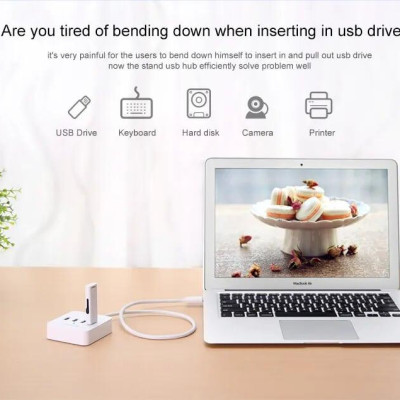 Ugreen UG30202CR118TK 1M màu Trắng Bộ chia HUB USB 3.0 sang 4 USB 3.0 có khay đỡ hỗ trợ nguồn 5V cao cấp - HÀNG CHÍNH HÃNG