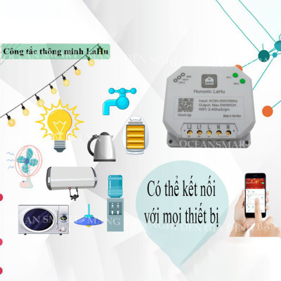 Công Tắc Thông Minh Wifi Hunonic, Công Tắc Hẹn Giờ Không Cần Internet - LAHU04 RTC
