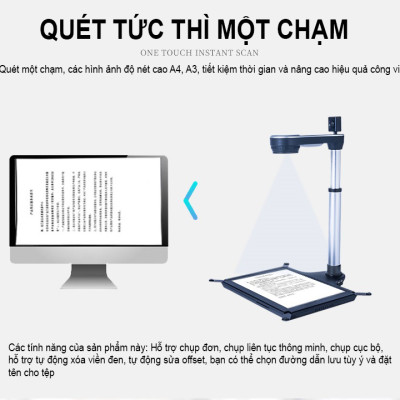 Máy Chiếu Vật Thể Scan Màu Di Động Thông Minh Lấy Nét Tự Động Scan Tài Liệu A3/A4/A5/A6/A7 K1080 - Hàng Nhập Khẩu