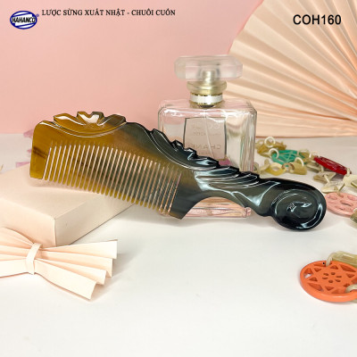  Lược Sừng Vân Nưa Chuôi Cuốn (Size: XL-20cm) Họa Tiết Uốn Lượn Sắc Sảo, Chăm sóc tóc - COH160