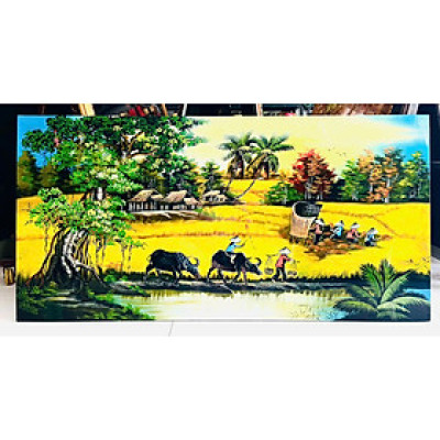 Tranh Sơn Mài - ĐỒNG QUÊ VIỆT NAM | Size 60x120 cm | Mộc Mạc – Bình Yên – Đậm Hồn Dân Tộc