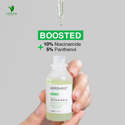 BOOSTED Serum Rau má & Diếp cá Herbario 30ml sạch mụn, thuần chay