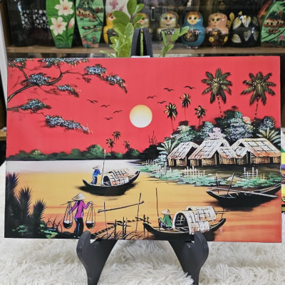 Tranh Sơn Mài - ĐỒNG QUÊ VIỆT NAM | Vẽ Màu Đẹp | Size 30x45 cm