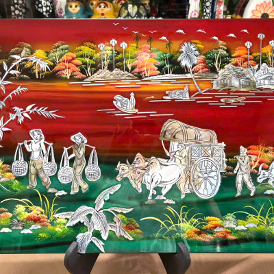 Tranh sơn mài - ĐỒNG QUÊ VIỆT NAM - Khảm cừ cao cấp, hàng xuất khẩu nhiều size