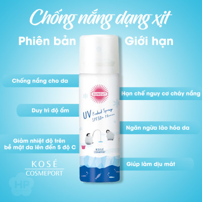 Phiên Bản Giới Hạn Chống Nắng Dạng Xịt Kose Suncut UV Protect Spray SPF50+ PA++++ (60 G)