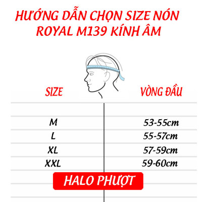 Mũ Bảo Hiểm Kính Âm Royal M139 Hồng Sữa, đủ size