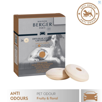 Maison Berger - Bộ tinh dầu xe hơi, khử mùi thú cưng hương Fruity & Floral - 2 cái