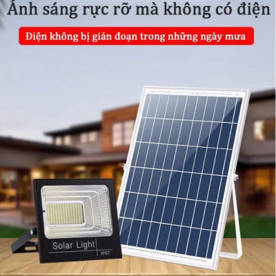 Đèn năng lượng mặt trời 500W đèn LED năng lượng mặt trời siêu sáng, điều khiển từ xa