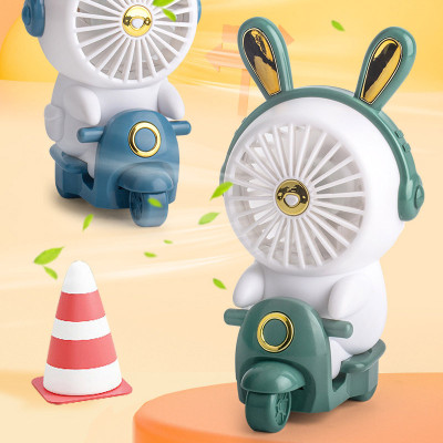 Quạt Cầm Tay Mini, Quạt Sạc Tích Điện Thỏ Lái Xe Xinh Xắn, Dễ Thương Tránh Nóng Mùa Hè (Kèm Dây Sạc USB) Hàng Chính Hãng