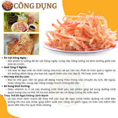 Mực Sợi Hấp Nước Dừa Tân Lộc Phát Túi 50g Ăn Vặt Yêu Thích 