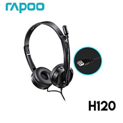Tai nghe chụp tai có dây RAPOO H120, jack cắm USB - Hàng chính hãng