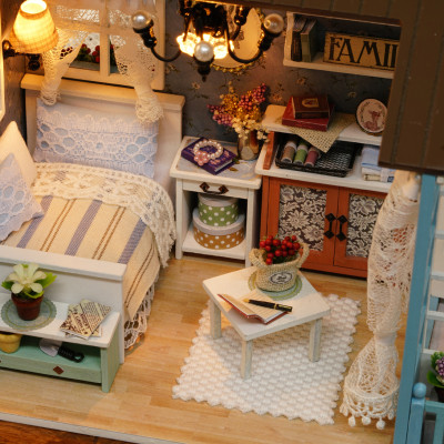 Nhà búp bê Ngôi nhà thu nhỏ lắp ghép Blue Time Z