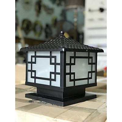 Đèn trụ cổng thiết kế tinh tế màu đen DOULIN D20cm sử dụng bóng led