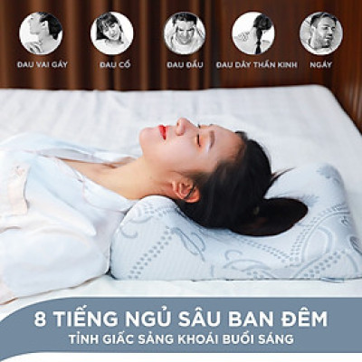 Gối chống thoái hóa đốt sống cổ chuyên dụng 2 đầu gối cao thấp HANAKO - hỗ trợ giảm thiểu đau mỏi vai gáy, cột sống