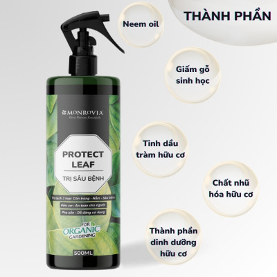 Phân bón TRỊ SÂU BỆNH MONROVIA hữu cơ giúp trị bọ trĩ, nhện, rệp cho cây cảnh, dung tích 500ml