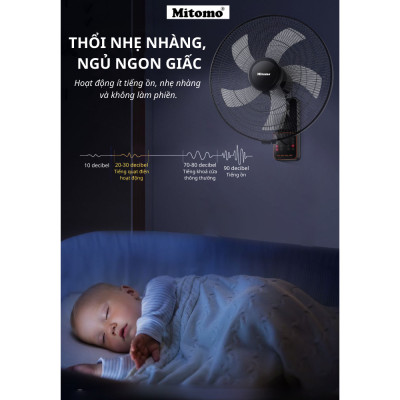 Quạt treo tường Mitomo FTT-60 hàng chính hãng, có điều khiển tử xa, động siêu xịn bảo hành 24 tháng