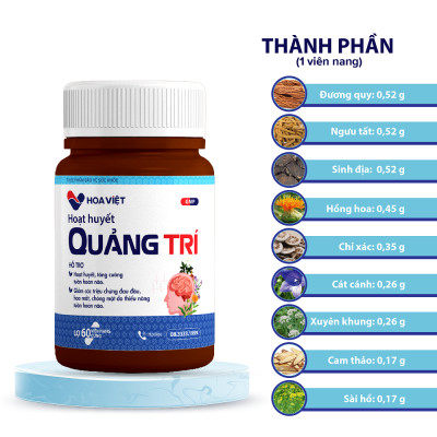 Tăng cường trí nhớ, lưu thông máu não hiệu quả cùng Hoạt huyết Quảng Trí Hoa Việt (Hộp 60 viên)