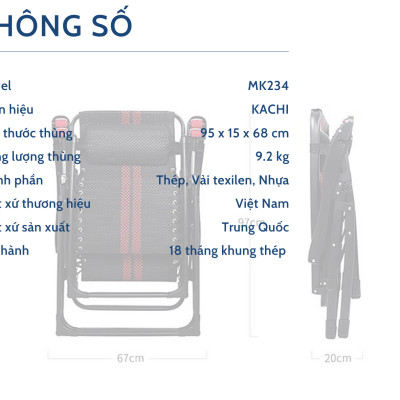 Ghế Xếp Có Massage Tay Kachi MK234 – Kèm Khay Để Ly