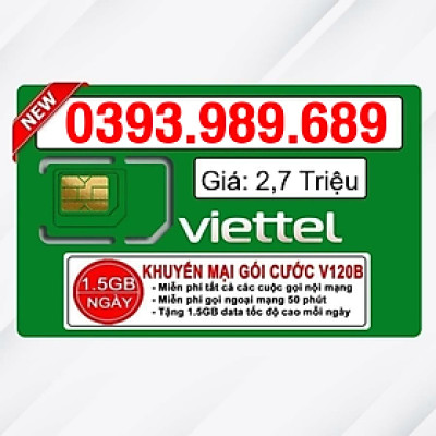 Sim Viettel số đẹp - Hàng chính hãng - 0393.989.689