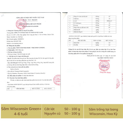 Nhân sâm Wisconsin Hoa Kỳ - Nguyên củ và Cắt lát