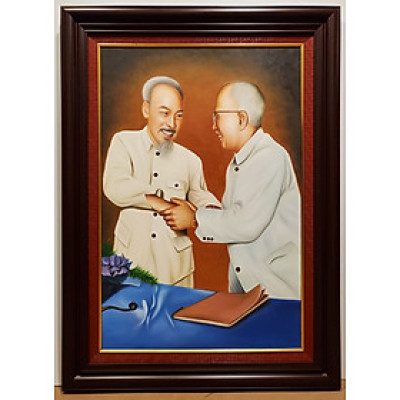 Tranh vẽ sơn dầu - Bác Hồ & Bác Tôn