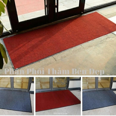 Thảm chùi chân Cao Cấp đế chống trượt dạng sọc Stripmate Màu Xám đen / Xám đỏ nhiều size
