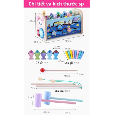 ĐỒ CHƠI GỖ-  trò chơi ĐẬP CHUỘT 7 IN 1 BẰNG GỖ- ĐẬP CHUỘT GỖ