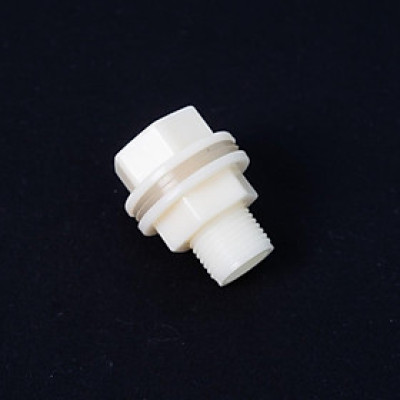 Ốc nhựa ép lắp bồn phi nước, khớp nối vách ngăn nhựa ren 21 (1/2