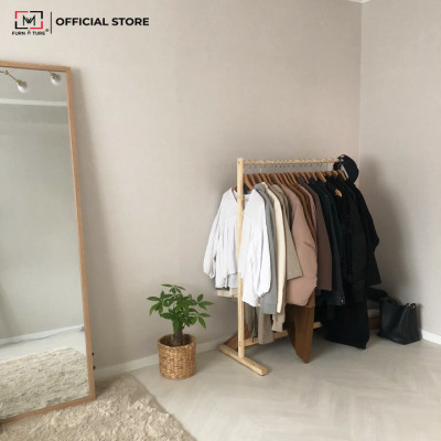 [ NGANG 86 ] GIÁ TREO QUẦN ÁO GỖ LẮP RÁP HÀN QUỐC MWFURNITURE - SINGLE HANGER NATURAL