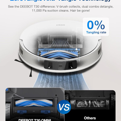 Robot Hút Bụi Lau Nhà Ecovacs T30 Pro Omni Xòe Giẻ 11.000 Pa, Kháng Khuẩn Ion Bạc - Hàng Chính Hãng