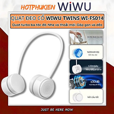 Quạt đeo cổ turbo siêu mát không cánh Pin 1600 mAh hiệu WIWU Twins Wi-FS014 -hạn chế tiếng ồn, siêu nhẹ, đeo êm, công thái học, tích điện sạc, mini cầm tay - hàng nhập khẩu