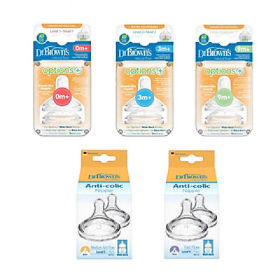 Hộp 2 núm ty thay thế bình sữa Dr.Brown