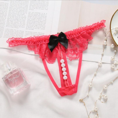 Quần lót lọt khe nữ chuỗi hạt gợi cảm ren Freesize - Hồng