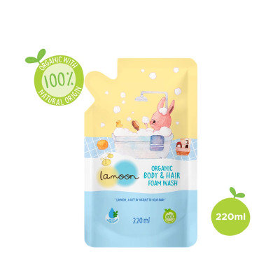 Sữa tắm gội Organic cho bé dạng bọt Lamoon - Túi 220ml 