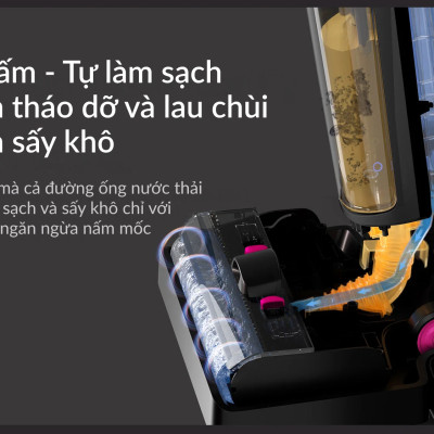 Máy hút bụi lau nhà Lydsto W1 lực hút 17000Pa thông minh tiện lợi - Hàng chính hãng