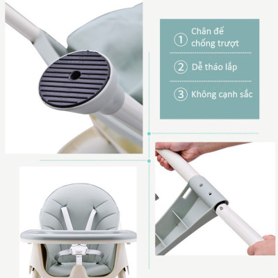 Ghế ăn dặm khung hợp kim nhôm thế hệ mới