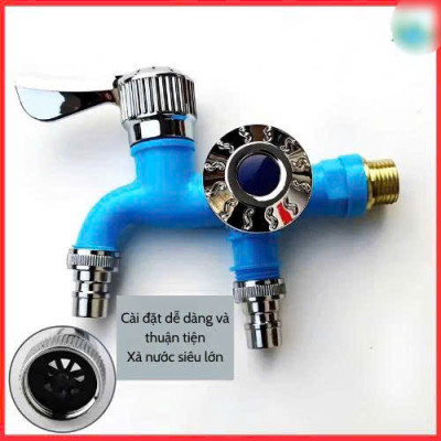 Vòi Nước 2 Đầu Ra Cao Cấp – Tiện Ích Cho Máy Giặt, Bồn Rửa, Sân Vườn