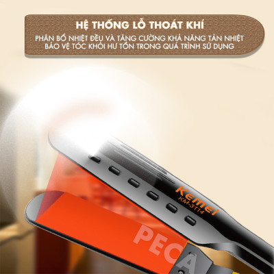 Máy duỗi tóc Kemei KM-3114P điều chỉnh 4 mức nhiệt sử dụng được cho mọi loại tóc - Hàng chính hãng