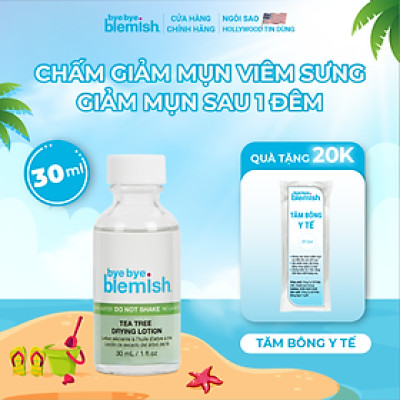 Chấm mụn Tràm Trà giảm mụn nhanh sau 1 đêm dành cho da mụn sưng viêm Bye Bye Blemish Tea Tree Drying Lotion 30ml