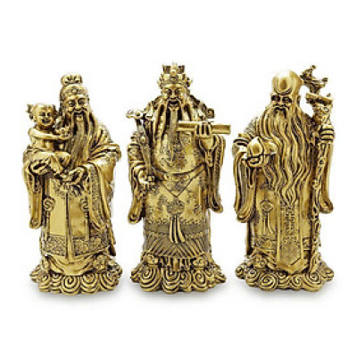 Bộ tượng Phước Lộc Thọ CTT4 size đại 19 x 13.4 x 39cm mạ vàng hoặc màu xanh lựa chọn