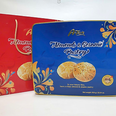 Bánh quy mè và Hạnh nhân A-Taste 624gr (Xanh)