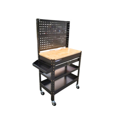 XE ĐẨY DỤNG CỤ 1 NGĂN KÉO CÓ MẶT BÀN GỖ VÀ TẤM TREO