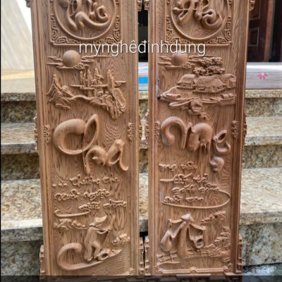 Cặp Tranh chữ cha mẹ bằng gỗ ngọc am thơm nức kt 30x97x4cm 
