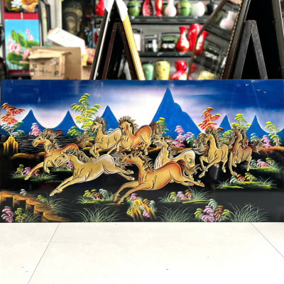 Tranh sơn mài - MÃ ĐÁO THÀNH CÔNG - Đắp nổi hàng xuất khẩu 60x120 cm