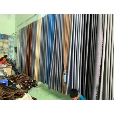 Rèm dán tường màu xám,trang trí cửa sổ, vải thô che nắng 100%