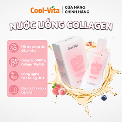 Nước Uống Collagen Peptide 3000mg Coolvita Hỗ Trợ Trẻ Hóa Sáng Da, Hỗ Trợ Dưỡng Tóc và Móng Kết Hợp Vitamin B3 (45ml× 7 túi)/hộp