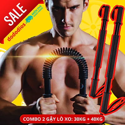 combo gậy lò xo 30kg và 40kg - gậy tập cơ tay, gậy bẻ lò xo tập ngực, xô, vai - Chính hãng dododios